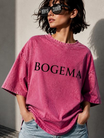 T-shirt Pink washed bogema oversize